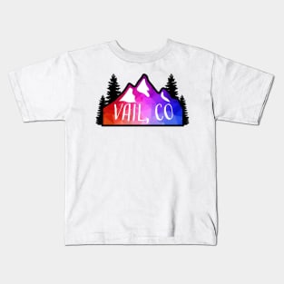 Geometric Colorful Mountain Vail, Colorado Kids T-Shirt